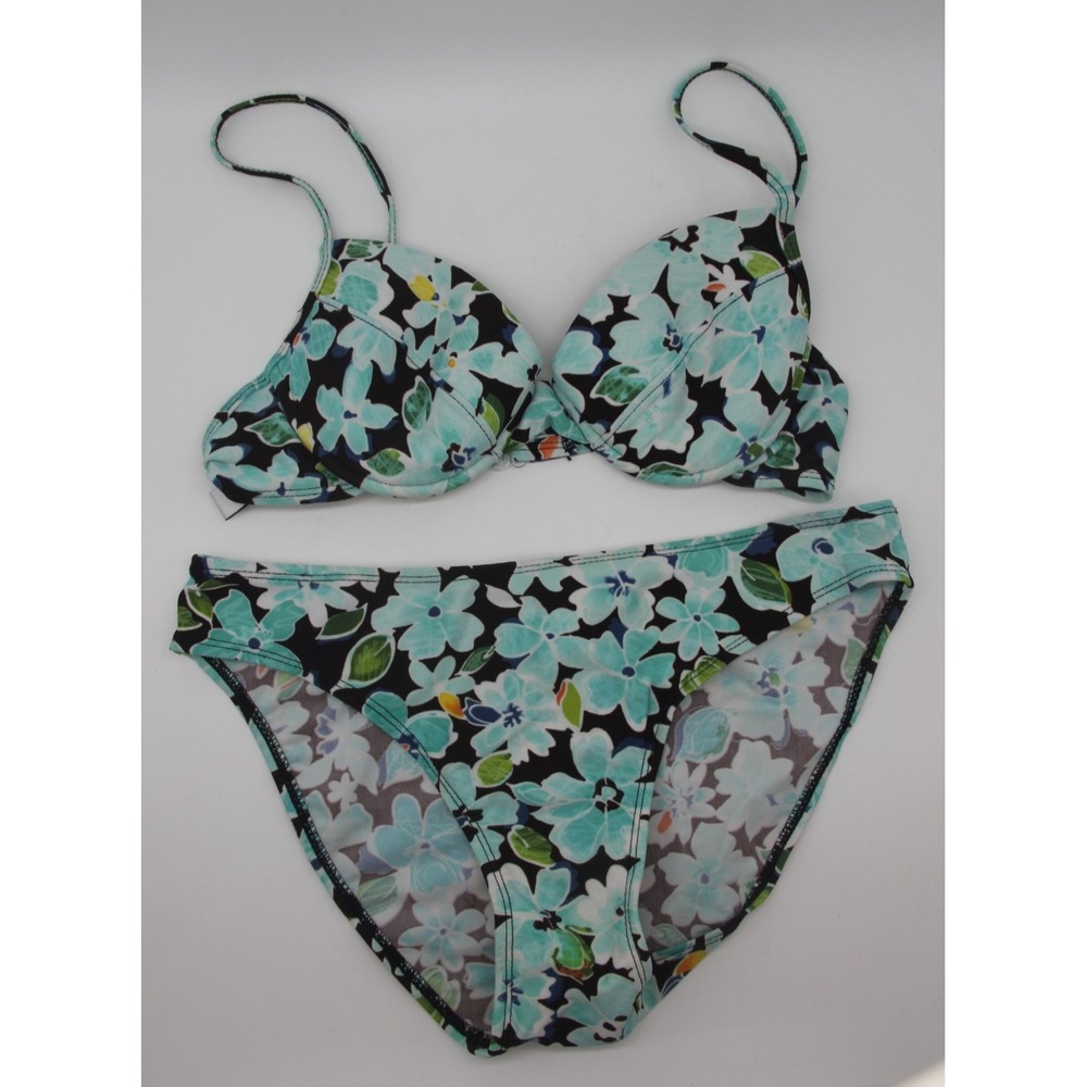 Vintage 90's Y2K Bikini Womens 6 Swimsuit Floral Coastal Resort Underwire